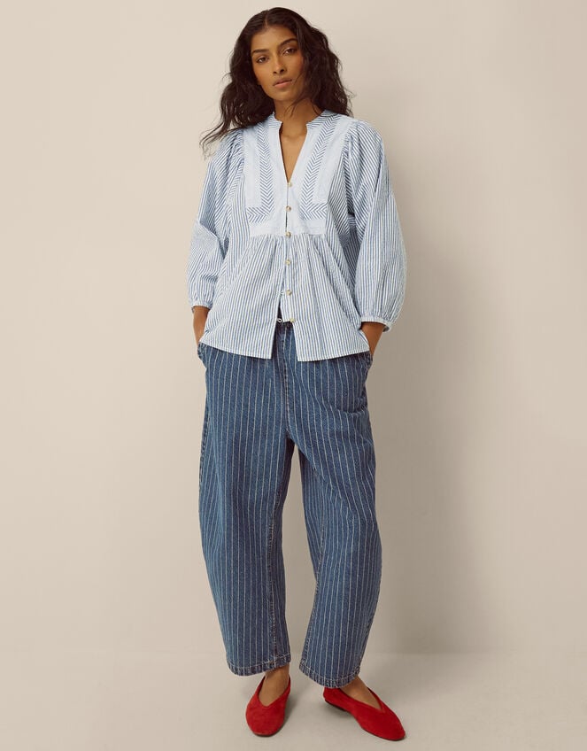Callie Stripe Blouse, Blue (BLUE), large