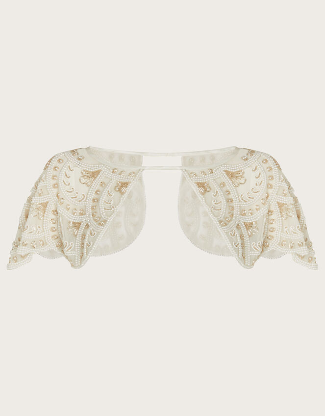 Embellished Bridal Shoulder Cape, Ivory (IVORY), large