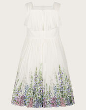 Hyacinth Pleated Chiffon Dress, Ivory (IVORY), large