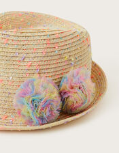 Baby Fluorescent Rainbow Trilby Hat, Natural (NATURAL), large