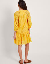 Tilly Broderie Dress, Yellow (YELLOW), large