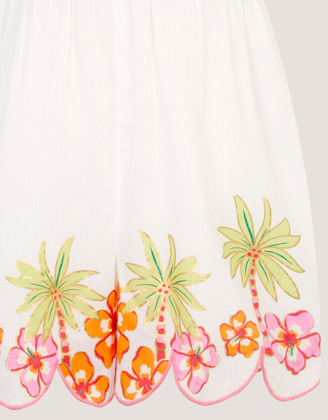 Palm Print Smocked Playsuit, Ivory (IVORY), large