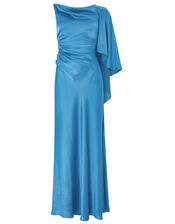 Cobie Satin Cape Maxi Dress, Blue (BLUE), large