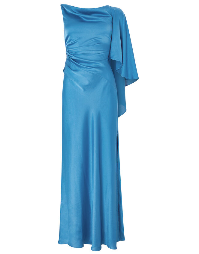 Cobie Satin Cape Maxi Dress, Blue (BLUE), large