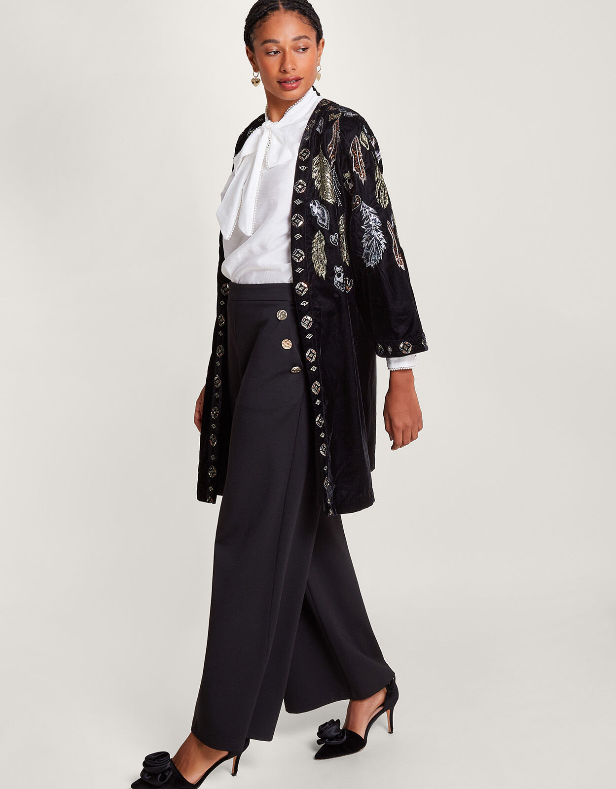 Zara black 2024 embroidered kimono