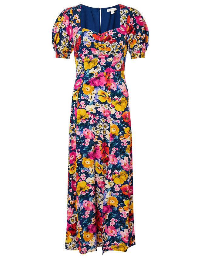 Gloria Mixed Floral Midi Dress, Blue (NAVY), large