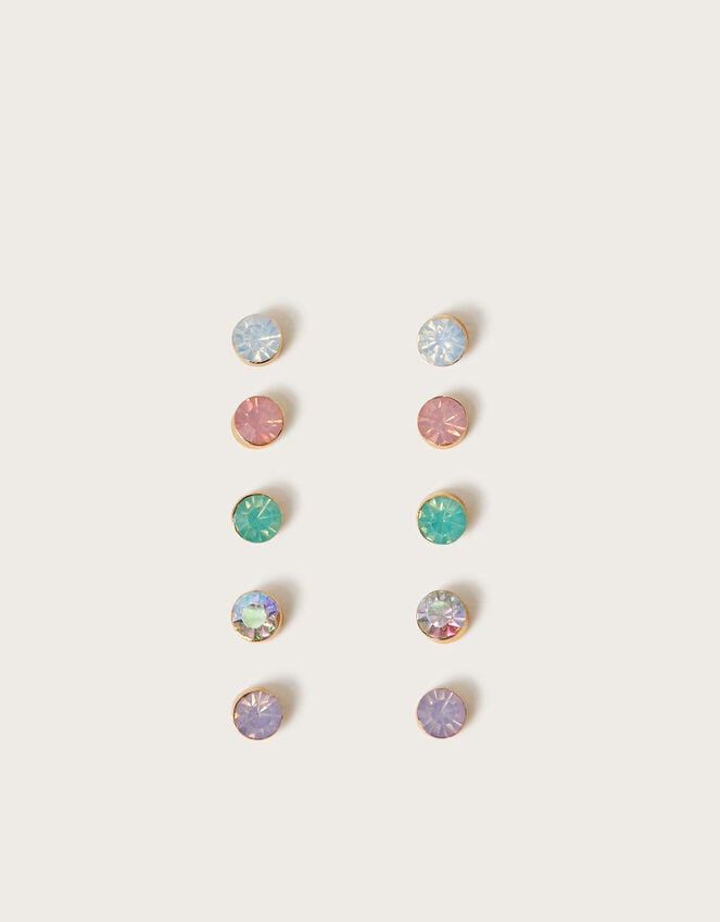 5-Pack Pastel Gem Stud Earrings, , large
