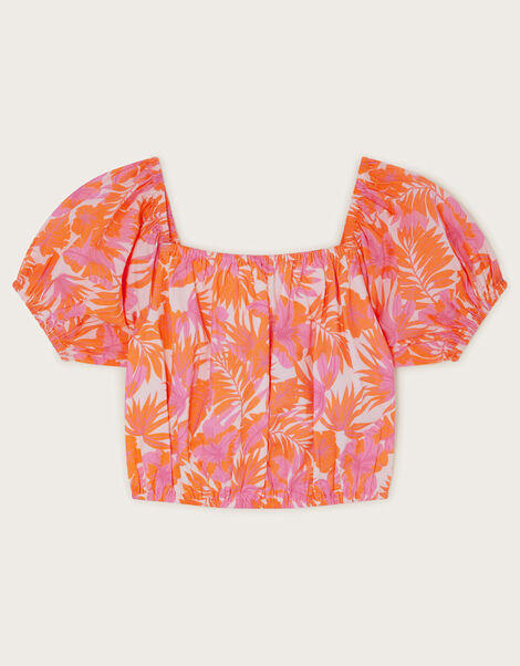 Tinashe Palm Print Top, Orange (CORAL), large