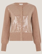 Simmi Sequin Cardigan, Natural (NATURAL), large