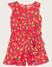Pineapple Wrap Frill Playsuit, Red (RED), large