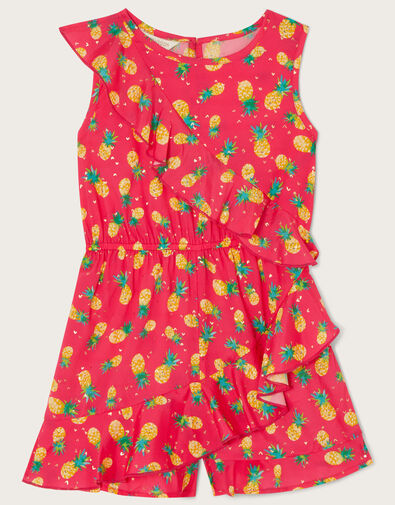 Pineapple Wrap Frill Playsuit, Red (RED), large