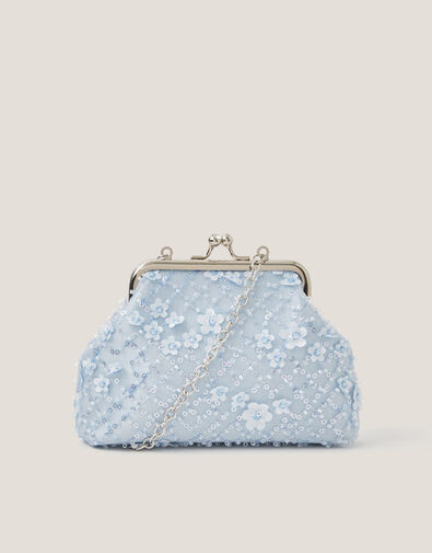 Taylor Beaded Clip Frame Bag, Blue (BLUE), large