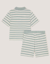 Stripe Jersey Shirt & Shorts Set, Green (SAGE), large