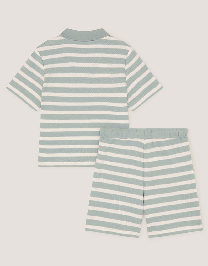 Stripe Jersey Shirt & Shorts Set, Green (SAGE), large