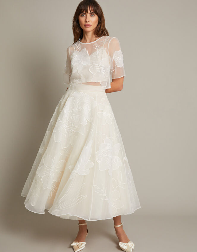 Rosie Lace Floral Bridal Top, Ivory (IVORY), large