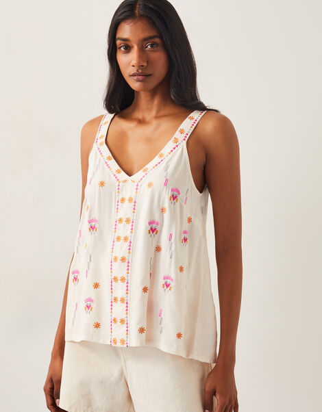 Fia Embroidered Cami Top, Ivory (IVORY), large