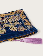 Embroidered Zip Top Pouch, , large