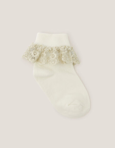 Sparkle Lace Socks, Ivory (IVORY), large