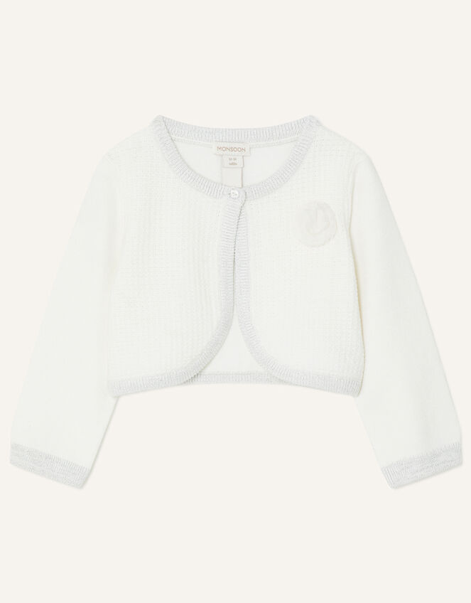 Baby Mesh Pom-Pom Bolero, Ivory (IVORY), large