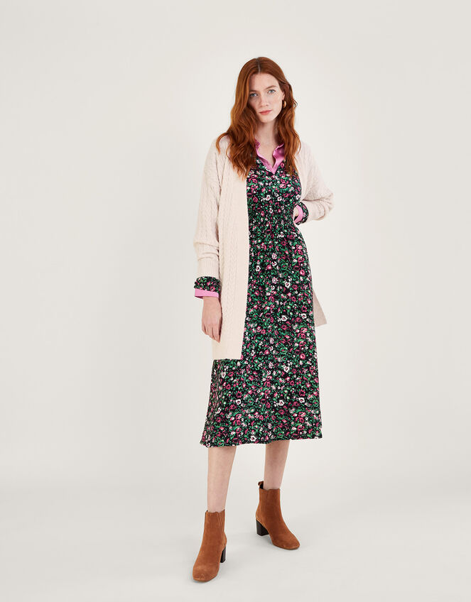 Belted Longline Cable Knit Cardigan Ivory Cardigans Monsoon Global.