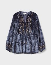 East Brogan Sequin Velvet Blouse, SLATE GREY, large