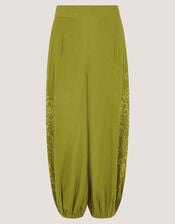 Effie Embroidered Balloon Trousers, Green (GREEN), large