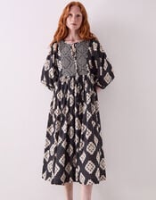 East Kaira Cotton Midi Dress, Black (BLACK WHITE), large