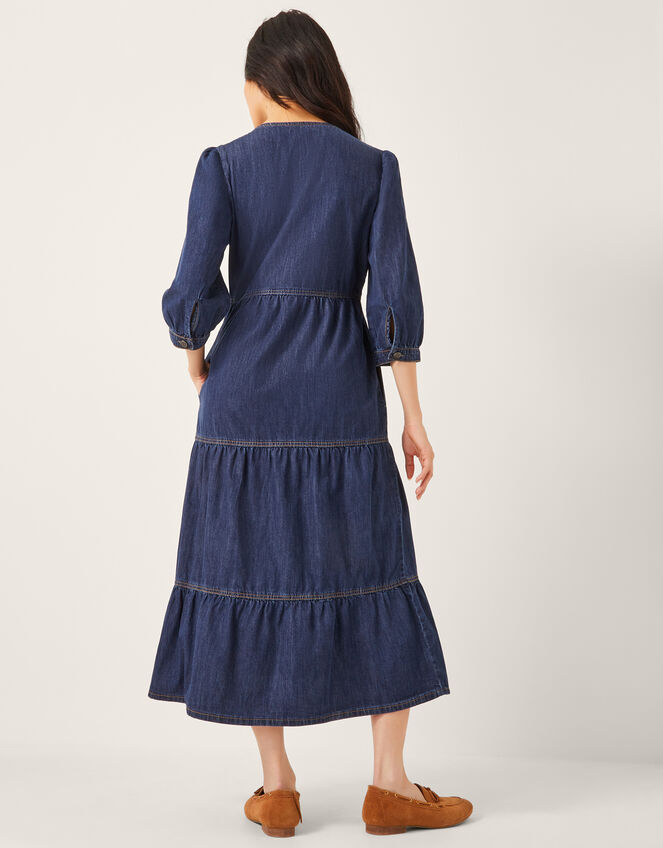 Maya Zip Denim Midi Dress, Blue (INDIGO), large