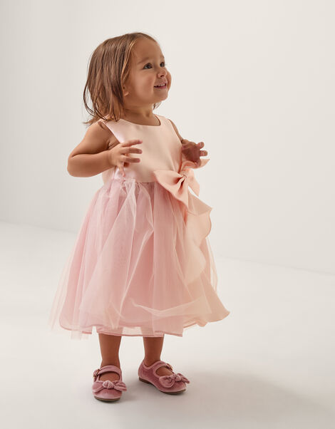 Baby Waterfall Bow Tulle Dress , Pink (PINK), large