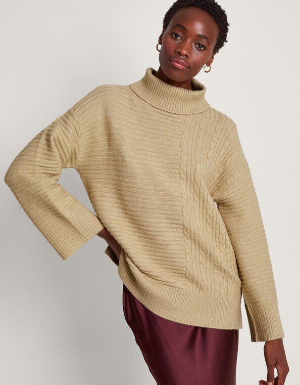 Rae Roll Neck Sweater, Camel (CAMEL), large