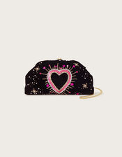 Sequin Heart Pouch Bag, , large