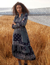 ARTISAN STUDIO Patch Print Dress , Blue (NAVY), large