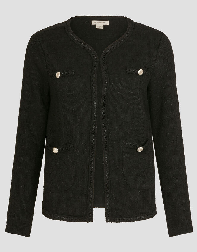 Tina Sparkle Trim Jersey Jacket, Black (BLACK), large
