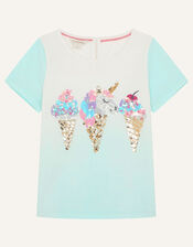 Sequin Unicorn Ice Cream Top, Blue (TURQUOISE), large