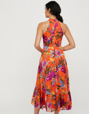Trixie Burnout Floral Tiered Dress, Orange (ORANGE), large