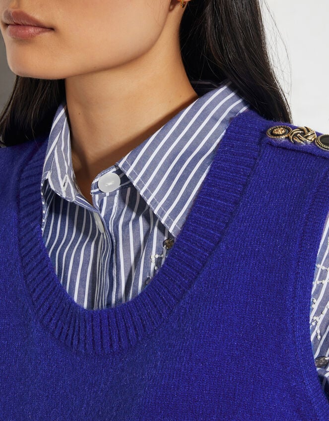 Nora Scoop Neck Knitted Vest, Blue (COBALT), large