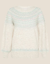 Fairisle Cosy Jumper with Recycled Polyester, Natural (NATURAL), large