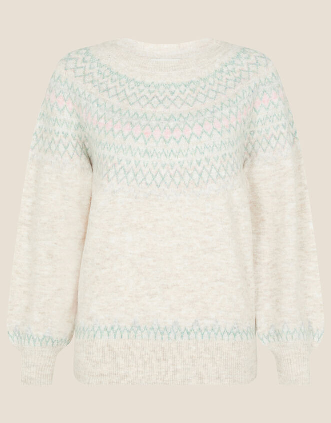 Fairisle Cosy Jumper with Recycled Polyester, Natural (NATURAL), large