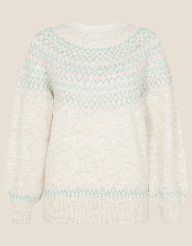 Fairisle Cosy Jumper with Recycled Polyester, Natural (NATURAL), large