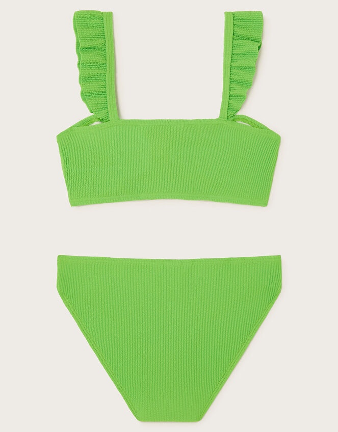 Tie Bow Textured Bikini Set, Green (GREEN), large