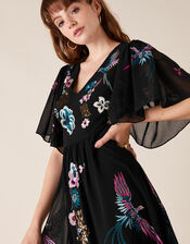 Perrie Embroidered Midi Dress, Black (BLACK), large