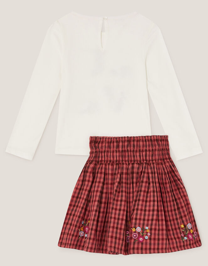 Love Top & Gingham Skirt Set, Ivory (IVORY), large