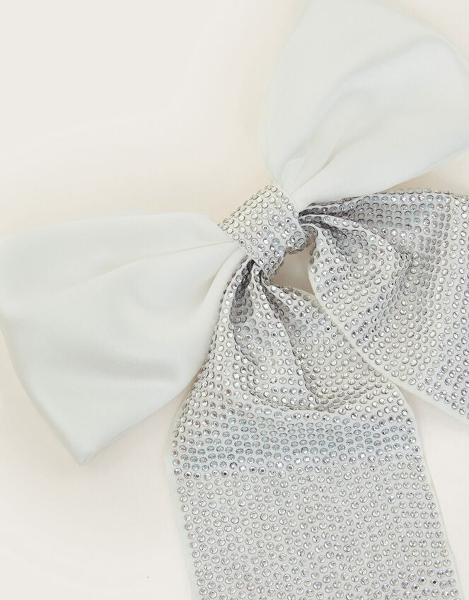 Diamante Bow Hair Clip, , large