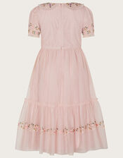 Rose Embroidered Collar Tulle Dress, Pink (PINK), large