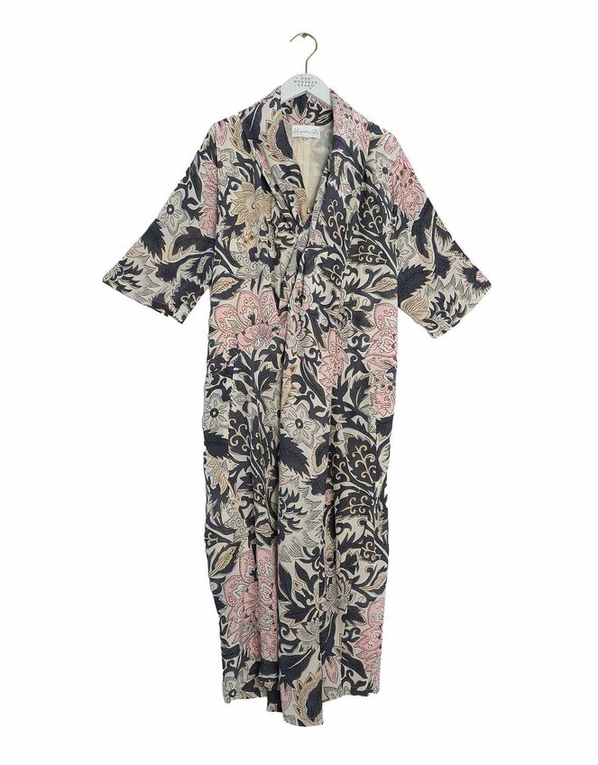 One Hundred Stars Rachel Floral Midi Dress, Brown (TAUPE), large