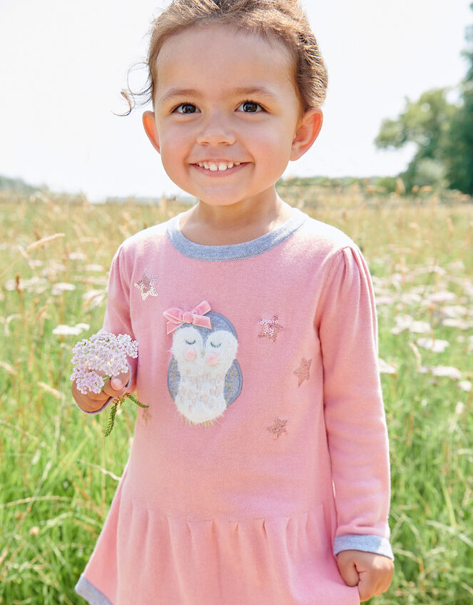 Baby Owl Knit Dress, Pink (PINK), large