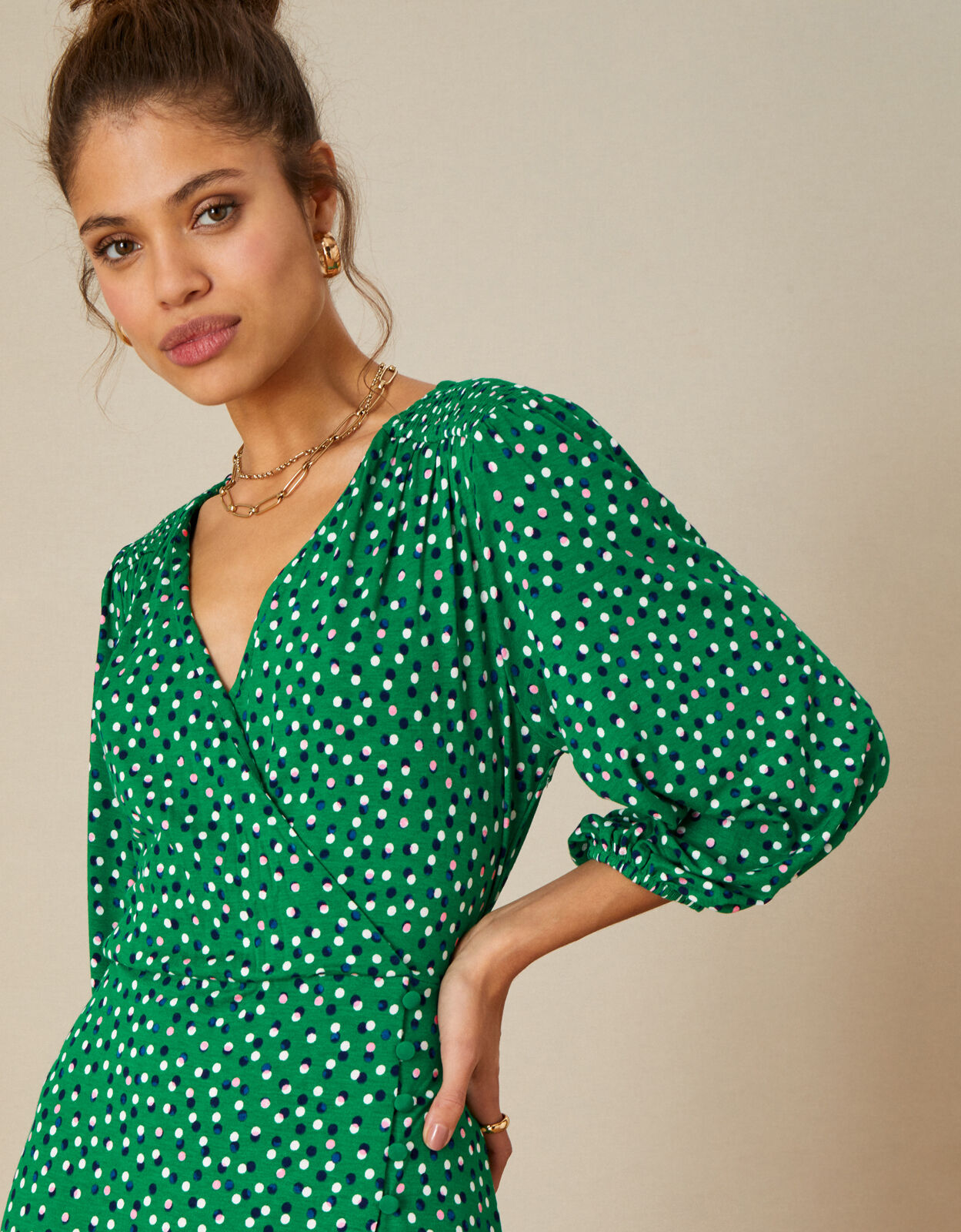 Green polka shop dot dress uk