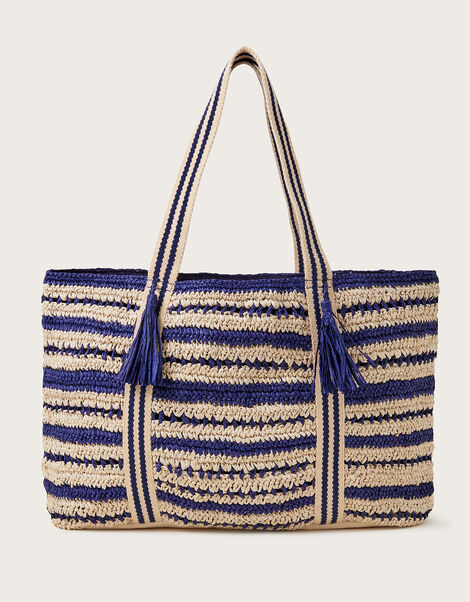 Peter Stripe Straw Bag, , large