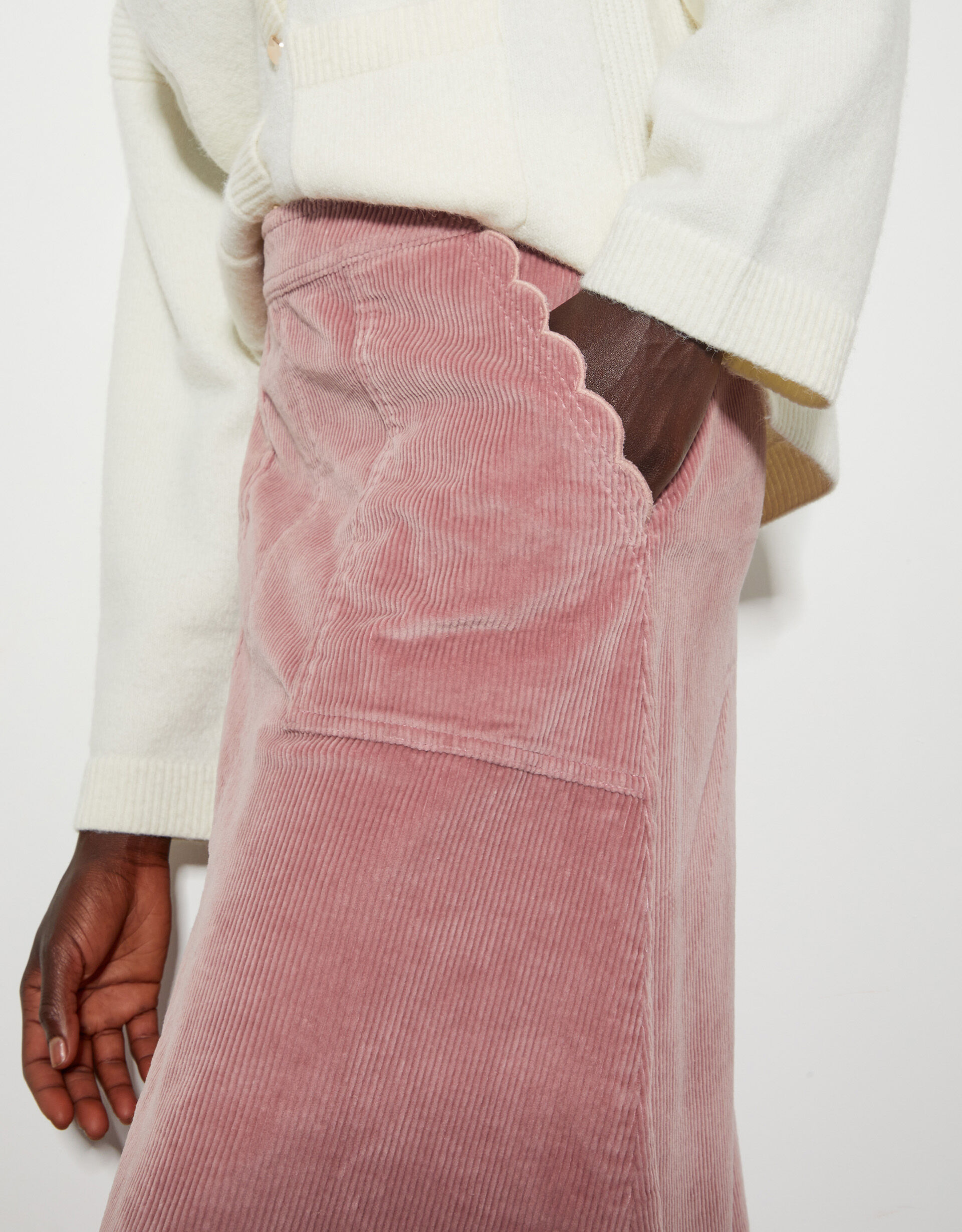 Malika Corduroy Midi Skirt Pink
