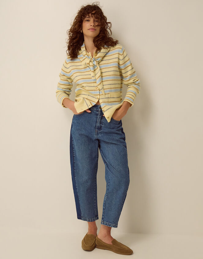 Shola Stripe Cardigan & Scarf, Yellow (BUTTER YELLOW), large